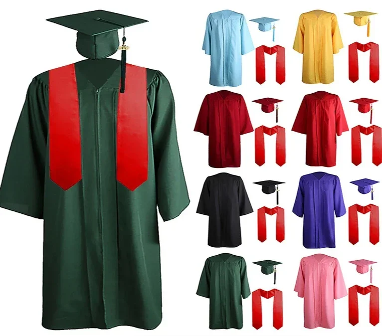 Vestido de grado universitario para adultos, conjunto de ropa de pregrado americano, vestido conmemorativo de ceremonia de graduación, nuevo tejido