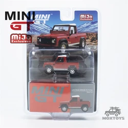 MINI GT Mijo Exclusives 1:64 Land Rover Defender 90 Pickup Masai Red Mijo LHD Diecast Model Car