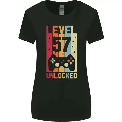 57th Birthday 57 Year Old Level Up Gamming Womens Wider Cut T-Shirt