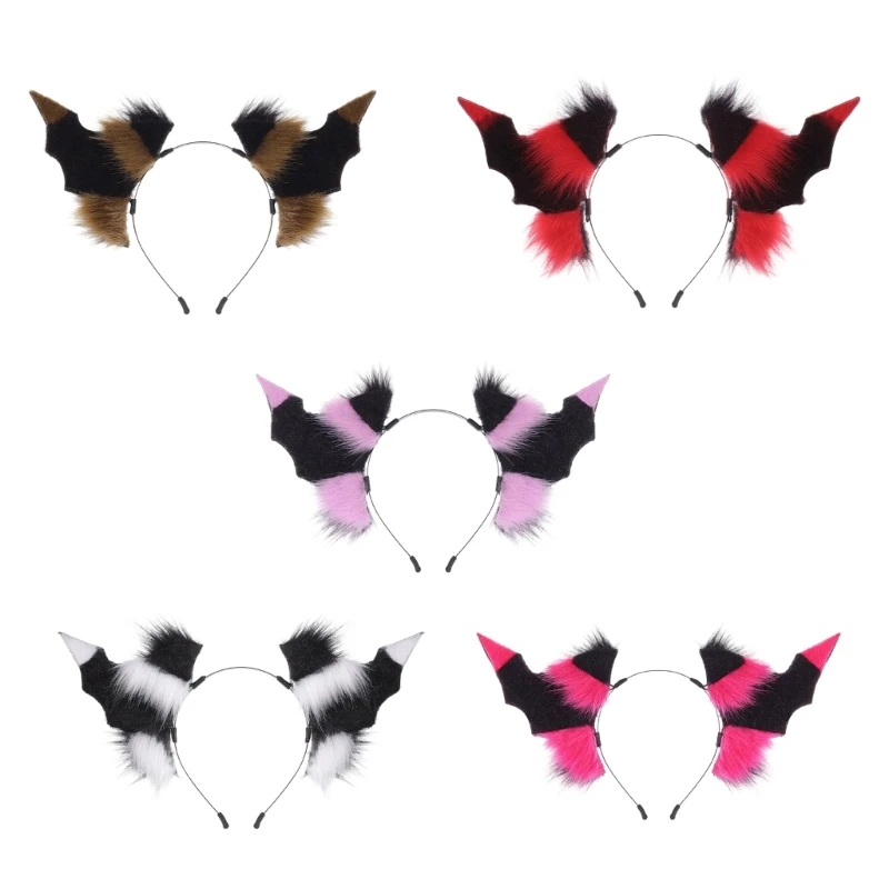 

Lightweight Plush Demonic Horn Hair Ornament Black Bat Ailerons Hairband For Cosplay And Festival Celebration Y08E