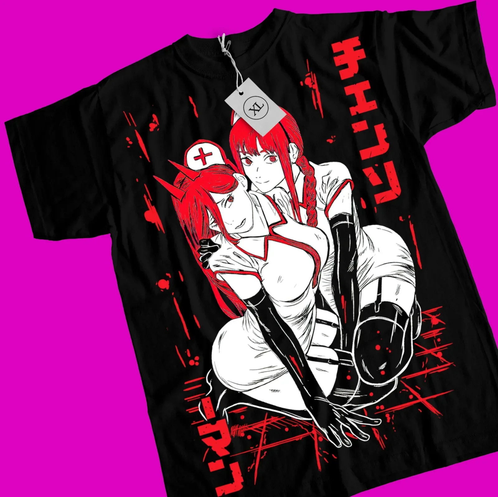 マキマ パワー ナース Tシャツ チェンソーマン』マキマ&パワーTシャツ