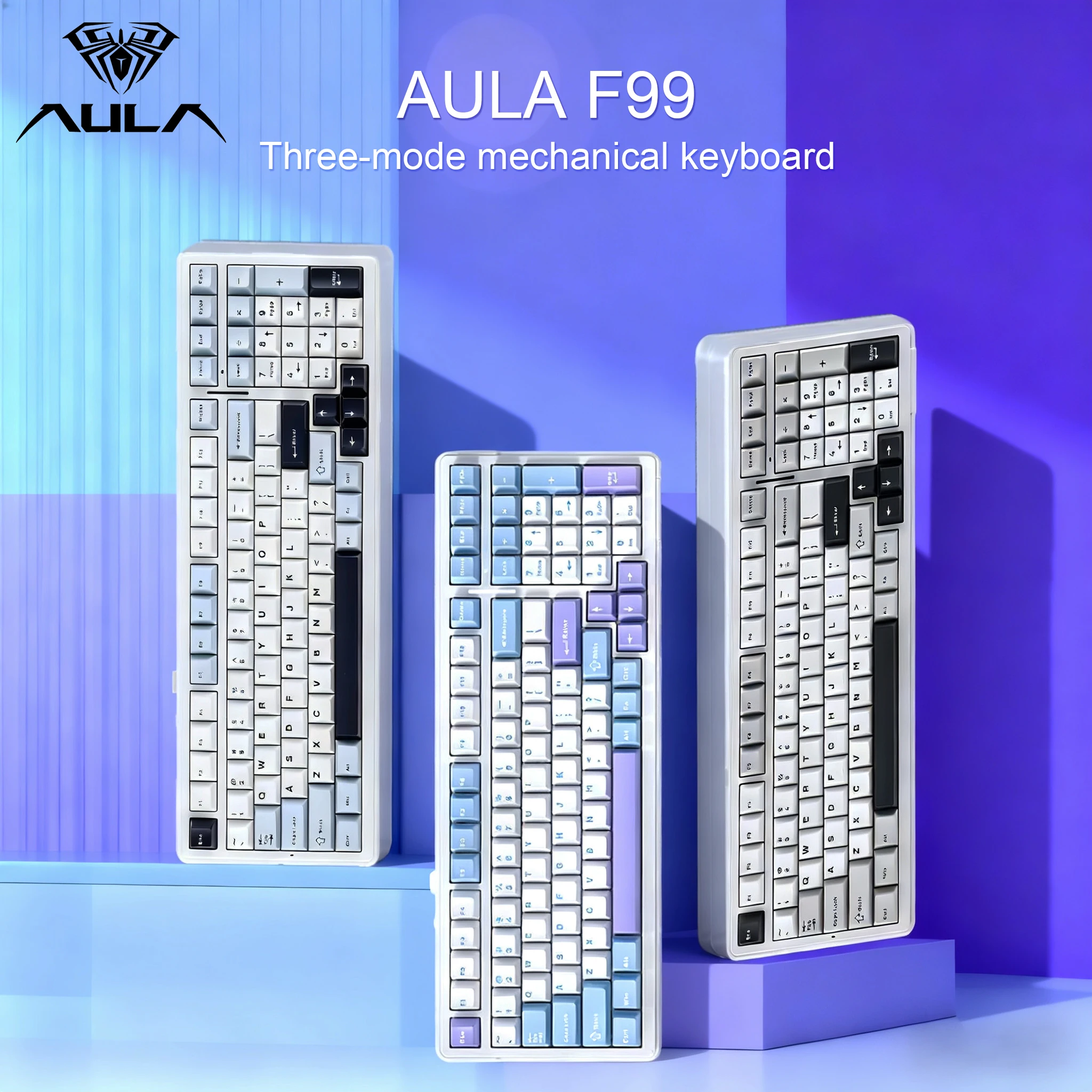 

Механическая игровая клавиатура AULA F99 с тремя режимами подключения (2.4G/USB/BLE), 99 клавиш с RGB-подсветкой, сверхдолгое время автономной работы, с технологией Gasket.