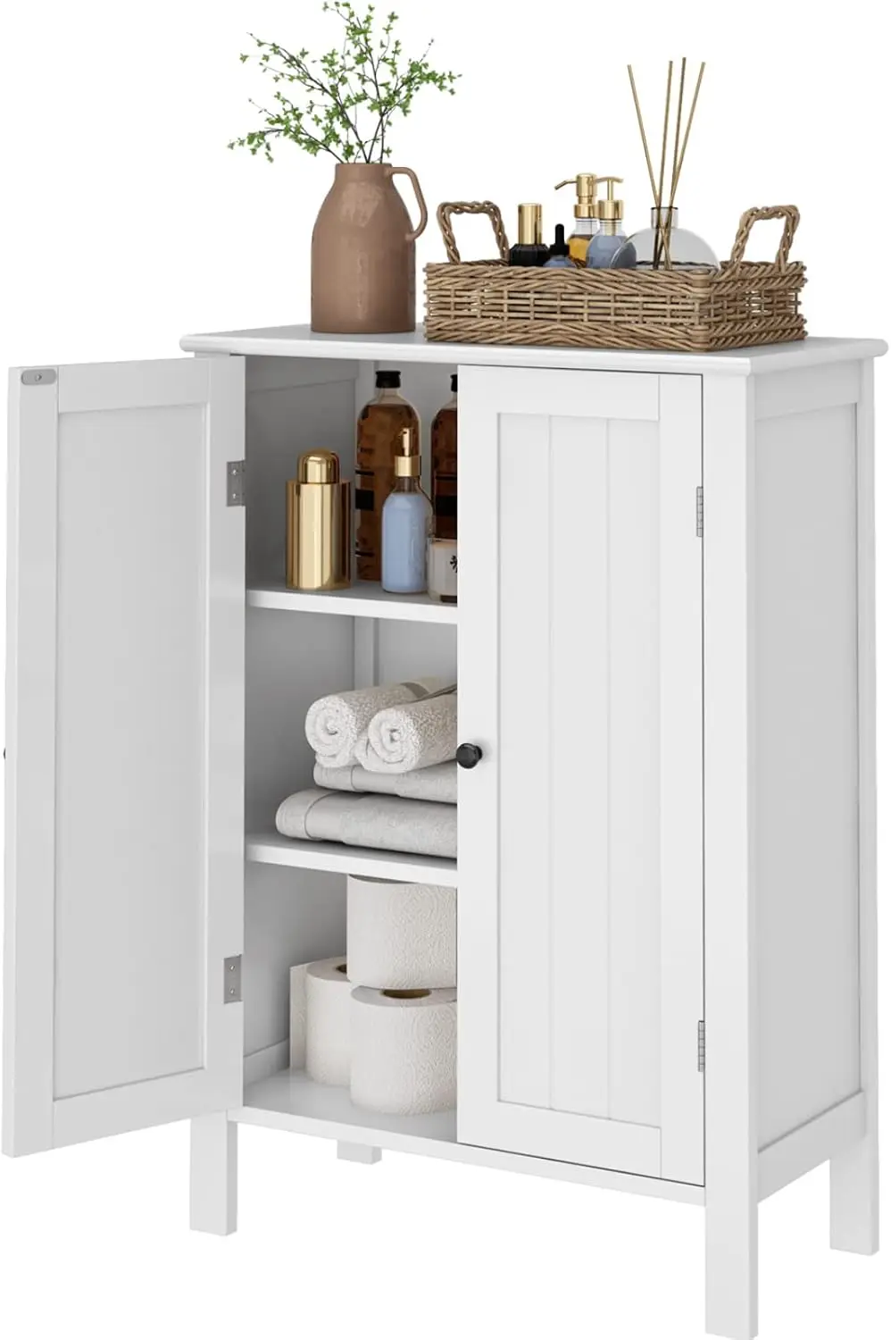 

Bathroom Cabinet with Doors, Bathroom Cabinet with Adjustable Shelves, 22.8 x 11 x 31.5 in Floor Organizer for Bathroom, Livin