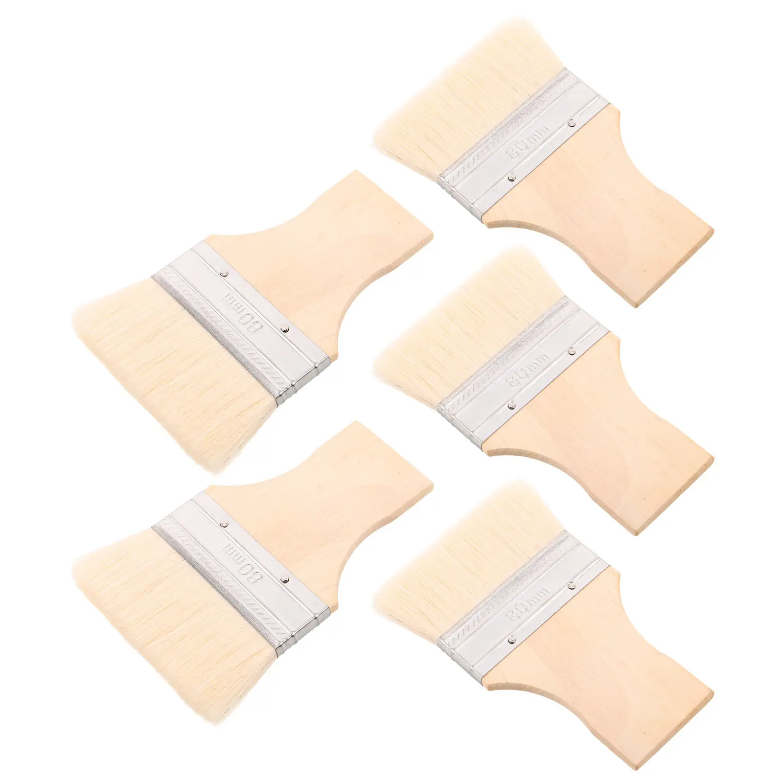 

5Pcs Wide Paint Brushes Soft Wool Bristles Comfortable Wood Handle for Latex Acrylic Oil Watercolor Painting Walls Furniture