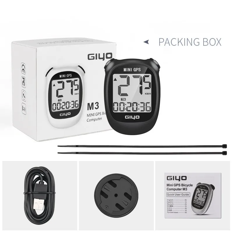 GIYO M3 Bike Mini GPS Cycling Computer Wireless Road Bicycle Stopwatch Waterproof Velocimeter Odometer LCD Display Backlight