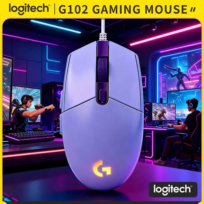 

Проводная игровая мышь Logitech G102, срок службы щелчков 20 м, пользовательская RGB, механические кнопки, эргономичная ручка для ПК/Mac геймеров