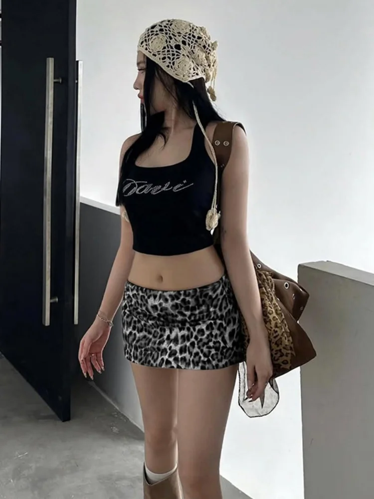 Leopard Printed Mini Skirt For Women Streetwear Low Rise Falda Sexy Mujer Summer Dress Korean Fashion Clothing Skinny Jupe Femme