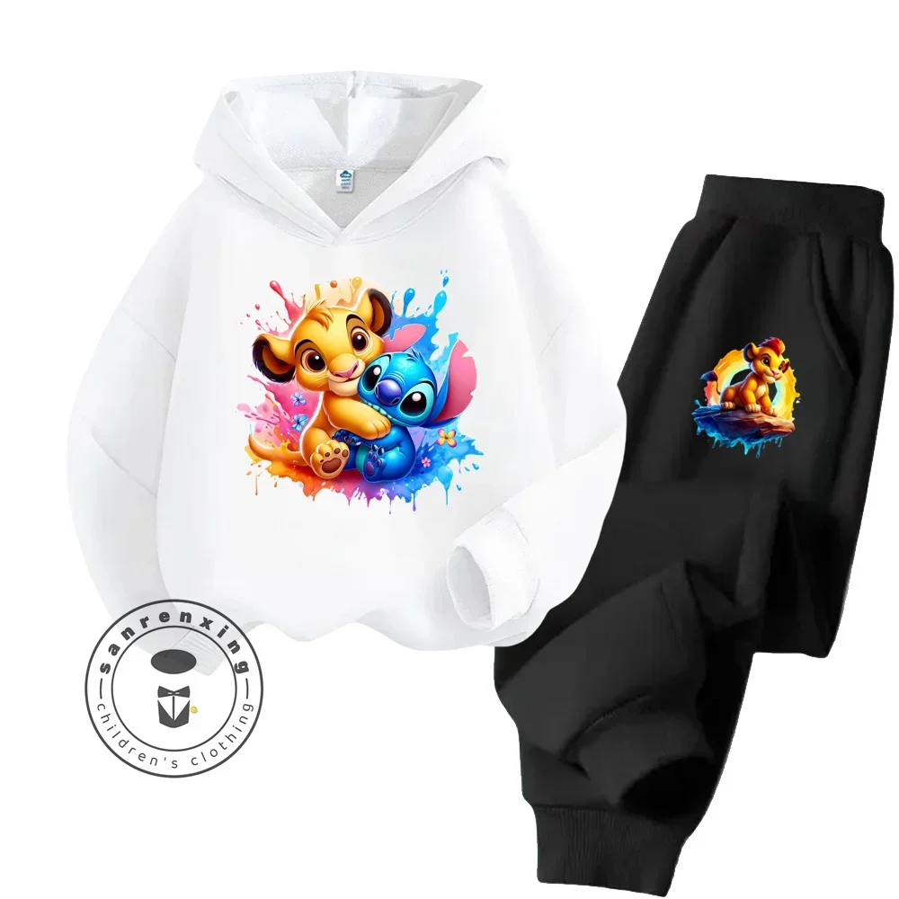 The Lion King Set di pantaloni con cappuccio a maniche lunghe in puro cotone disegni di cartoni animati perfettamente morbidi per bambini autunno