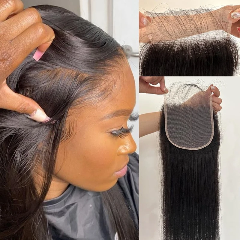 4x4 Lace Closure, glattes Echthaar, natürliche Farbe, 10-22 Zoll, weiches Remy-Haar, 150% Dichte, für Anfänger geeignet, kann in jeder Farbe gefärbt werden. – Detail 5