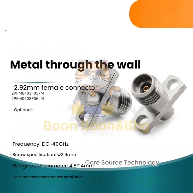 RF Coaxial Connector 2.92mm-KFD Female Socket Through Wall 40G High-frequency Two Hole Flange Panel Fixing