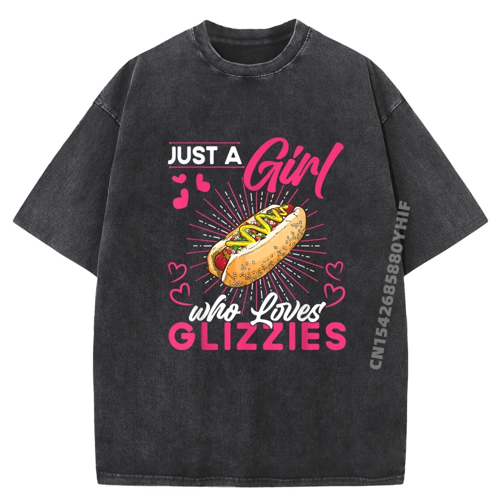 

Casual T Shirts Graphic Daily Wear Just A Girl That Loves Comfortable Mens Tops & Tees Slogan Printed Washed Tee-Shirt