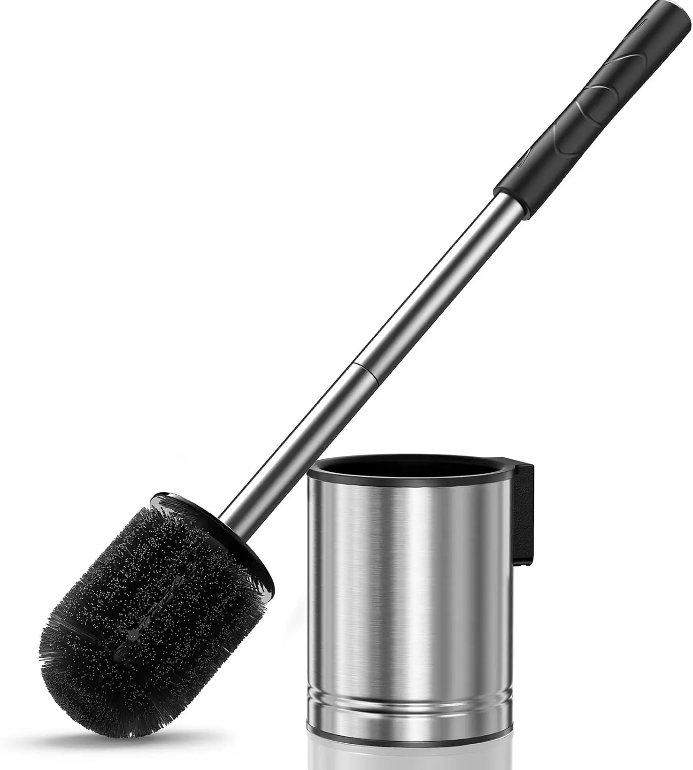 

Stainless Steel Rustproof Toilet Brush Set with Hidden Wall-Mounted Holder - Compact Cleaning Kit for Home & RV