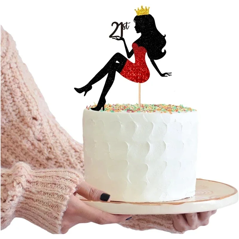

New High Heels Lady Girl Cake Topper 18th To 90th Happy Birthday Cake Decorations Theme Queen Cupcake Topper Party Supplies