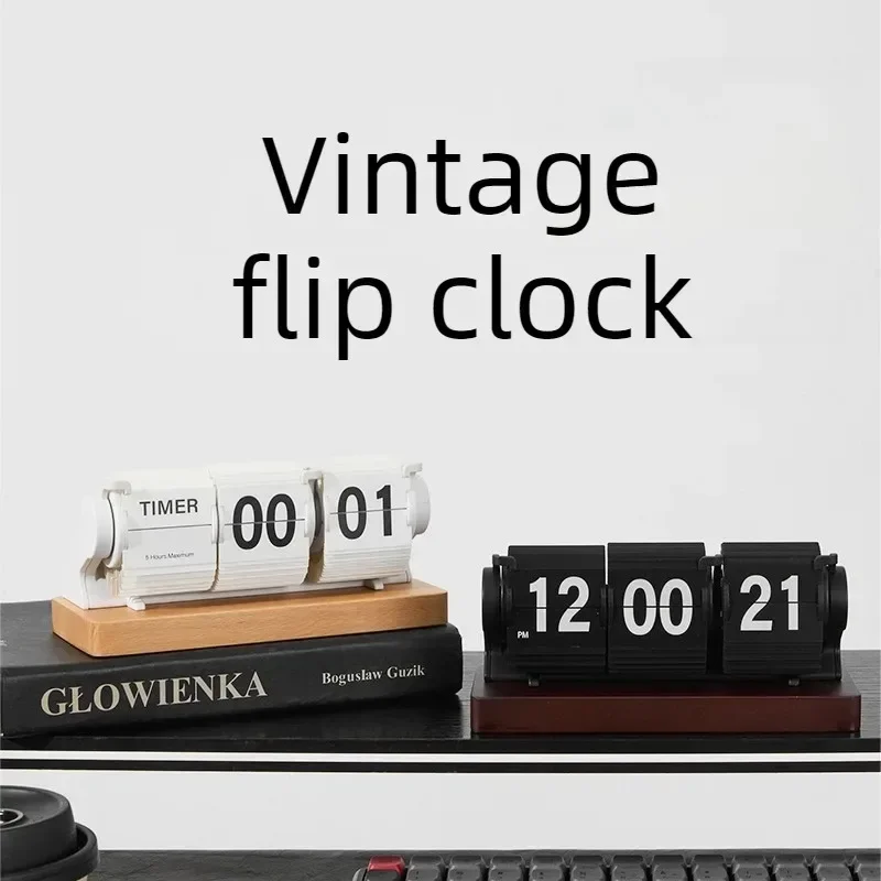 Vintage Flip Table Clock Page Turning Desk Watch Luxury Living Room Tabletop Clocks Modern Aesthetic Silent Desktop Watches