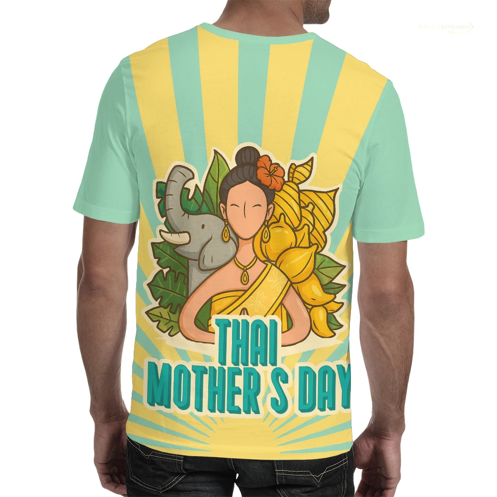 تايلاند عيد الأم HD الجرافيك تي شيرت مطبوع أمي هدية عادية لينة عالية الجودة 200gsm القطن قمصان قصيرة الأكمام فضفاضة