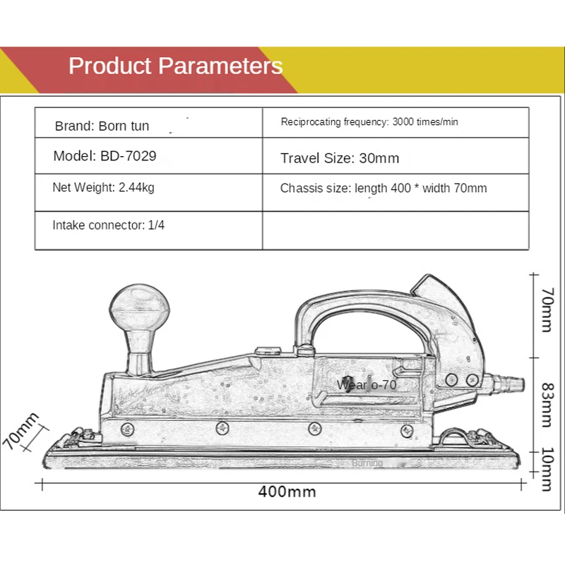 400x70MM Pneumatic Orbital SANDER, Polishing Machine for Metal, Wood, Floor Polishing, Sanding and Polishing