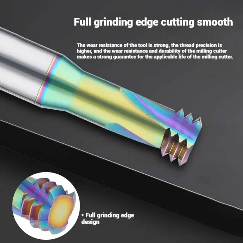 Imagem -03 - Fresagem de Rosca de Dente Único de Carboneto Cnc Hrc60 m1 M1.2 M1.4 M1.6 M1.8 m2 Cortadores de Fresa de Ponta de Máquina M10 M12 M14 M16 Fresagem de Rosca