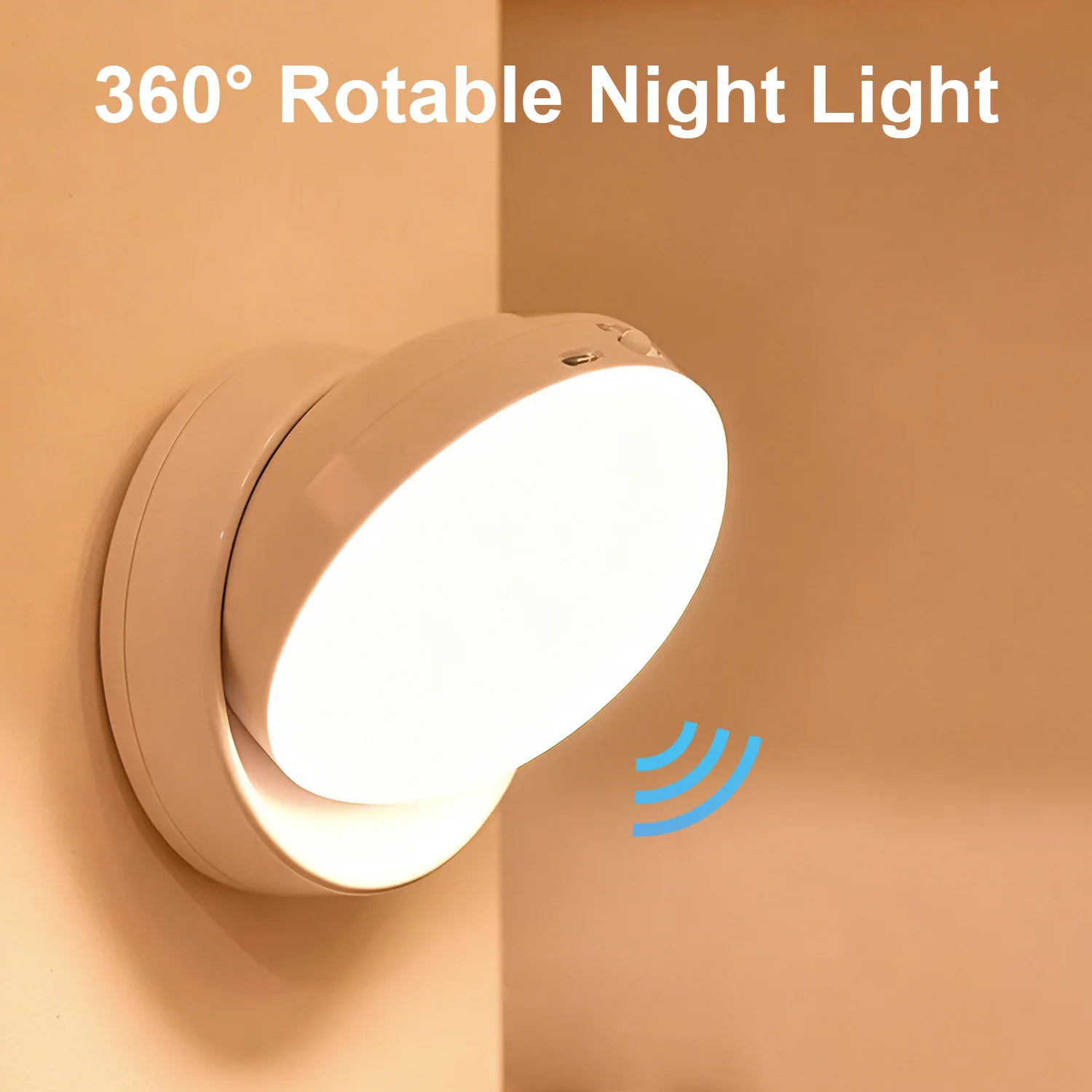 360° Rotable Motion Sensor LED Night Lights Magnetic Wall Lamp Rechargeable Closet Light For Staircase Kitchen Cabinet Lighting