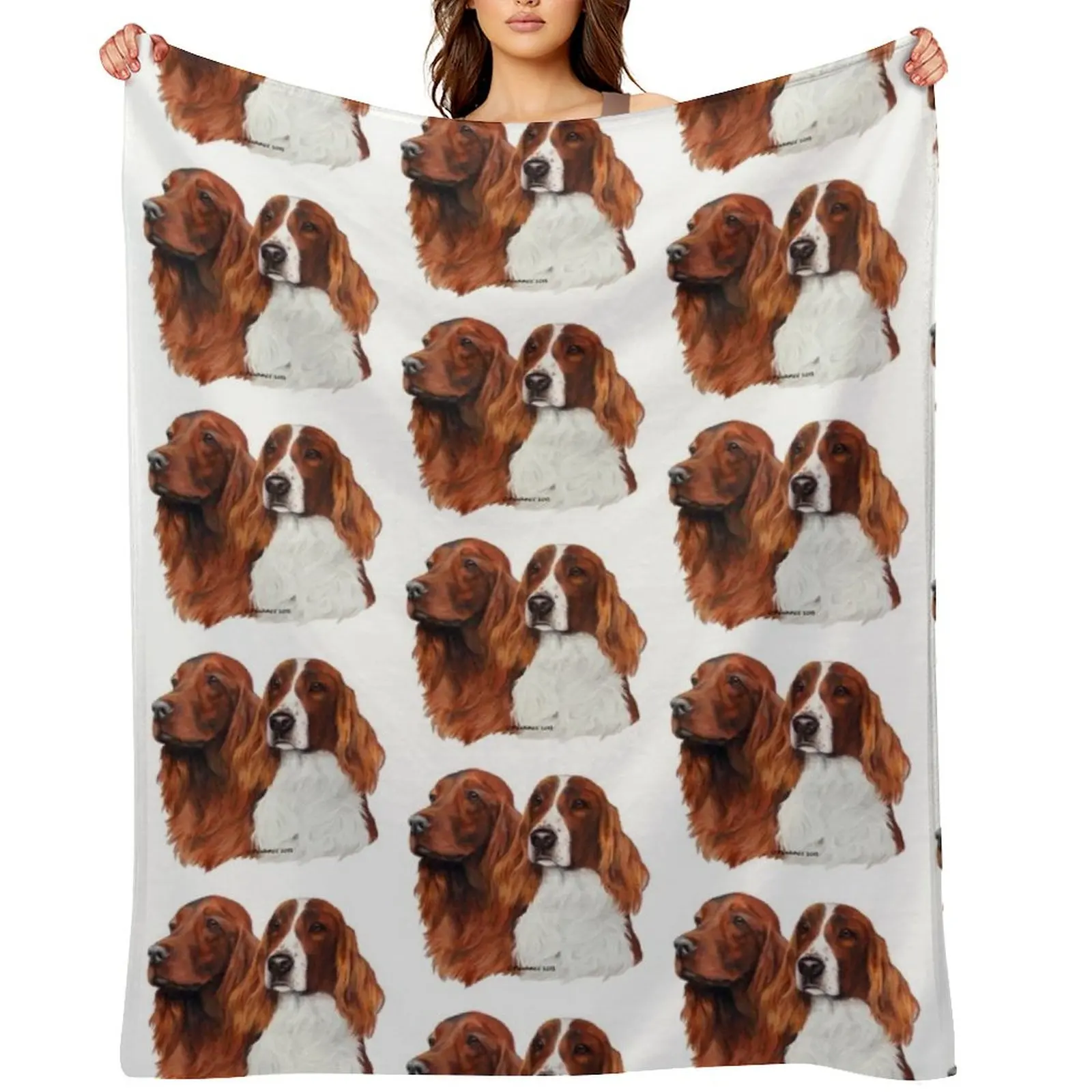 

Red and Red & White Irish Setters Throw Blanket Picnic Plaid on the sofa Single cosplay anime Blankets