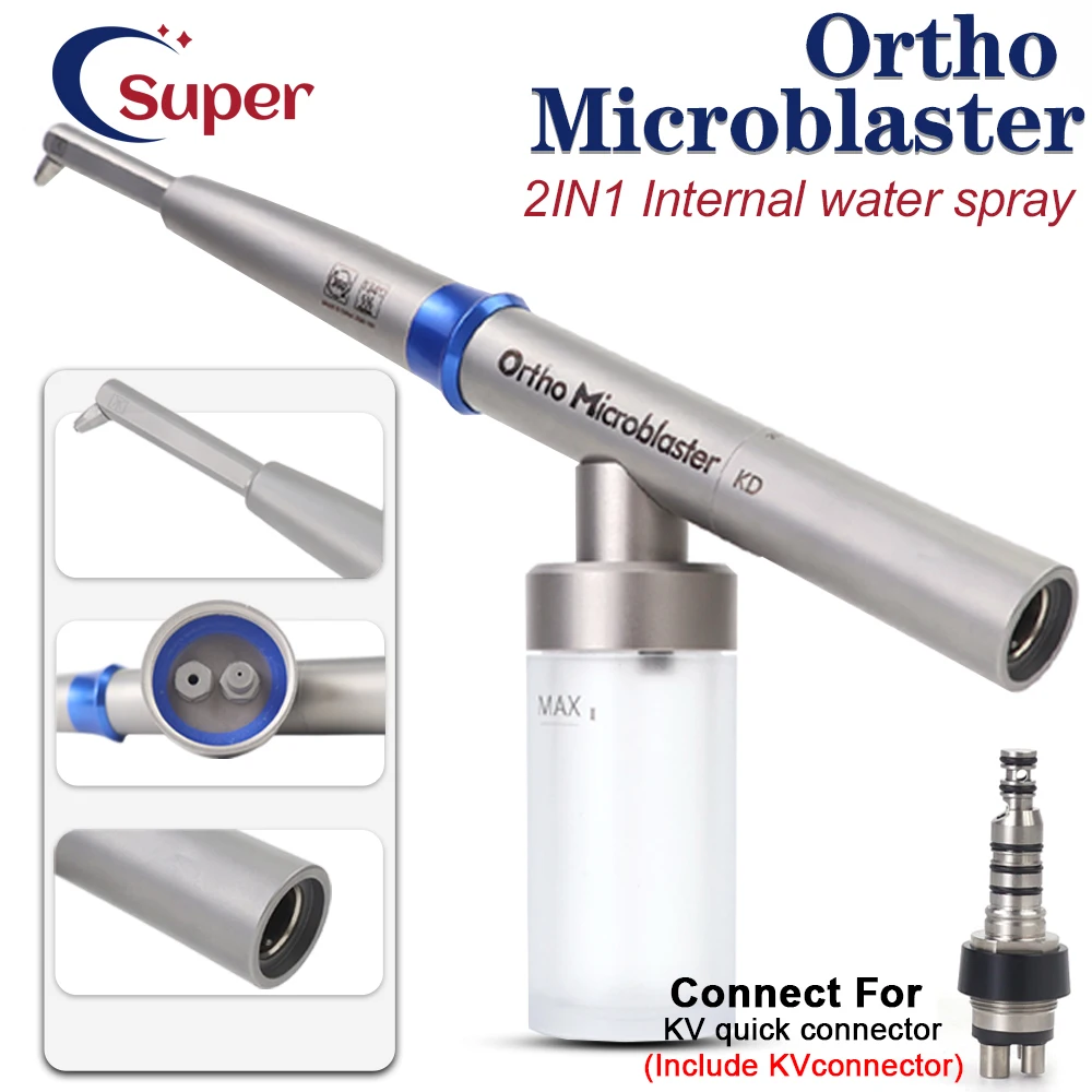 Dental 2 In 1 Ortho Microblaster With Internal Water Spray Alumina Oxide Sandblasting Gun Fit KV Quick Coupling Orthodontic Air