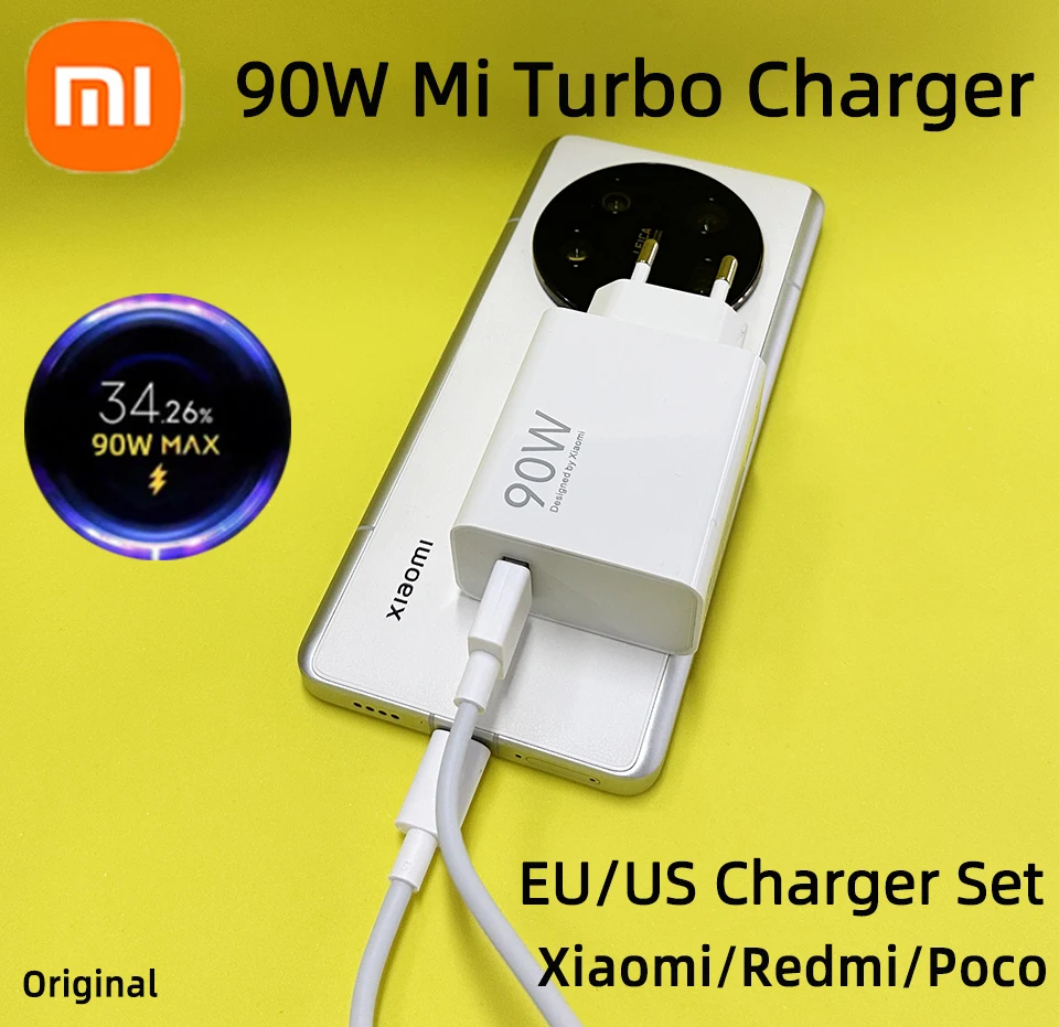 90W XIAOMI Charger Usb C MDY-15-EK 90 W Hyper Turbo Charge Travel Adapter Xiao MI 14 Pro 13 T 15T Ul