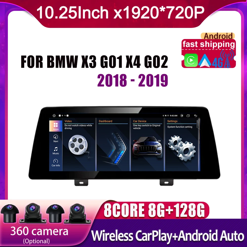 

10.25 Inch For BMW X3 G01 X4 G02 2018 - 2019 Android 15 Touch Screen Car Carplay Monitors Stereo Speacker Multimedia Player