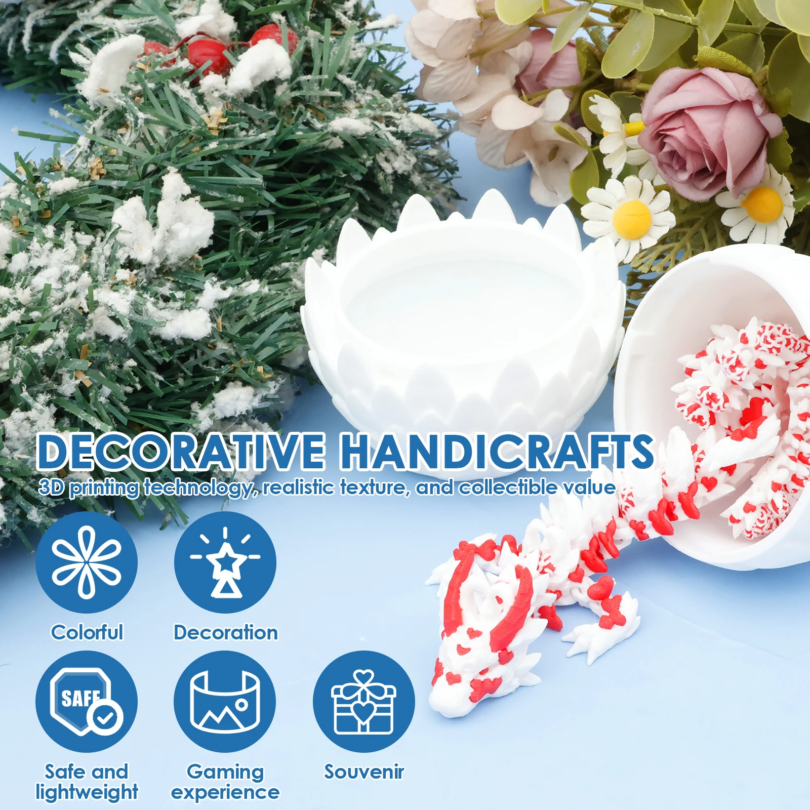 مجموعة التنانين المفصلية الصغيرة مجموعة ألعاب غامضة مطبوعة رائعة متعددة الأغراض تنين ثلاثي الأبعاد في البيضة لتزيين المكتب #4