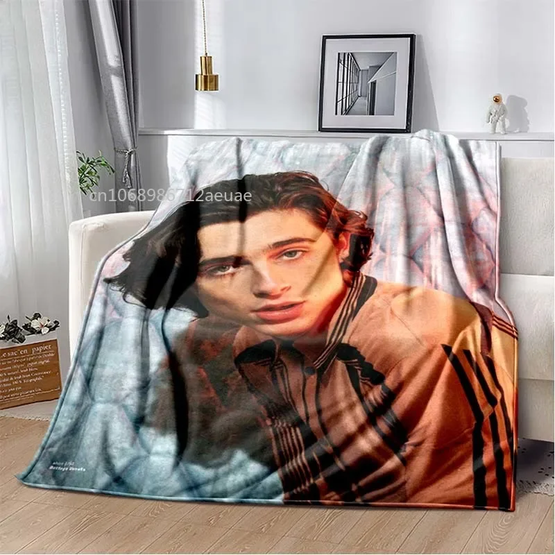 Timothée Chalamet Poster Printed Sofa Flannel Blanket Magazine Cover Lightweight Warm Blanket Bed Office Throw Blanket