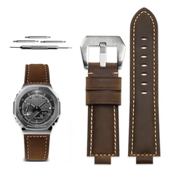 Modified Cowhide Watch Strap for Casio G-SHOCK GM-2100 GA2100 GA-2100 GM110 GA-110/120 GD-110 Wristband Watchband 24x16mm