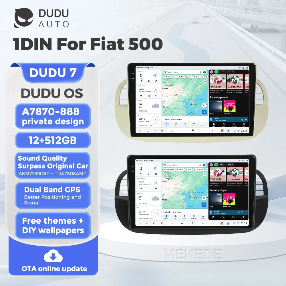 DUDU7 BT5.0 Android 13 Car Radio Smart Systems Multimedia Video Player Stereo For FIAT 500 2007-2015