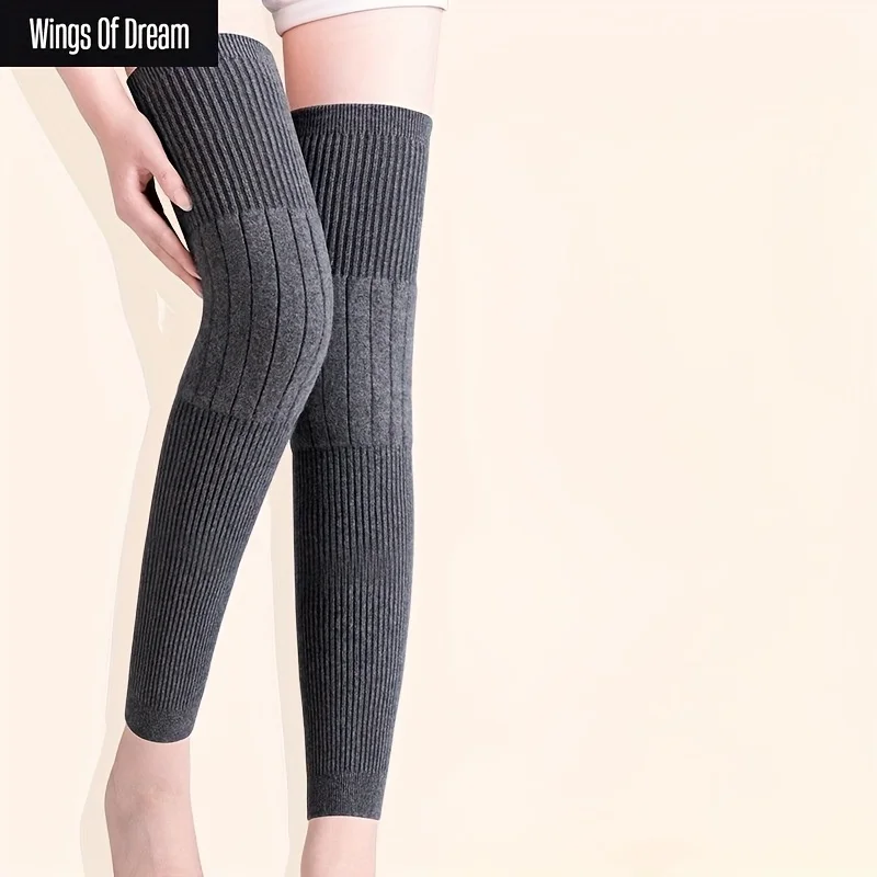 1 Juego (pierna izquierda + pierna derecha) rodilleras cálidas calentadores de piernas gruesos antideslizantes, rodilleras cálidas, piernas frías Unisex para hombres y mujeres