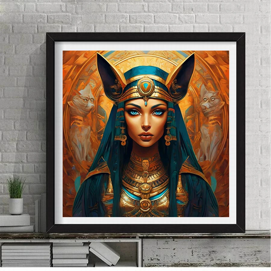 Fullcang Diy Diamond Painting Cross Stitch Egypt Queen Full Rhinestone Art Mosaic Embroidery Retro Woman Picture Wall Decor