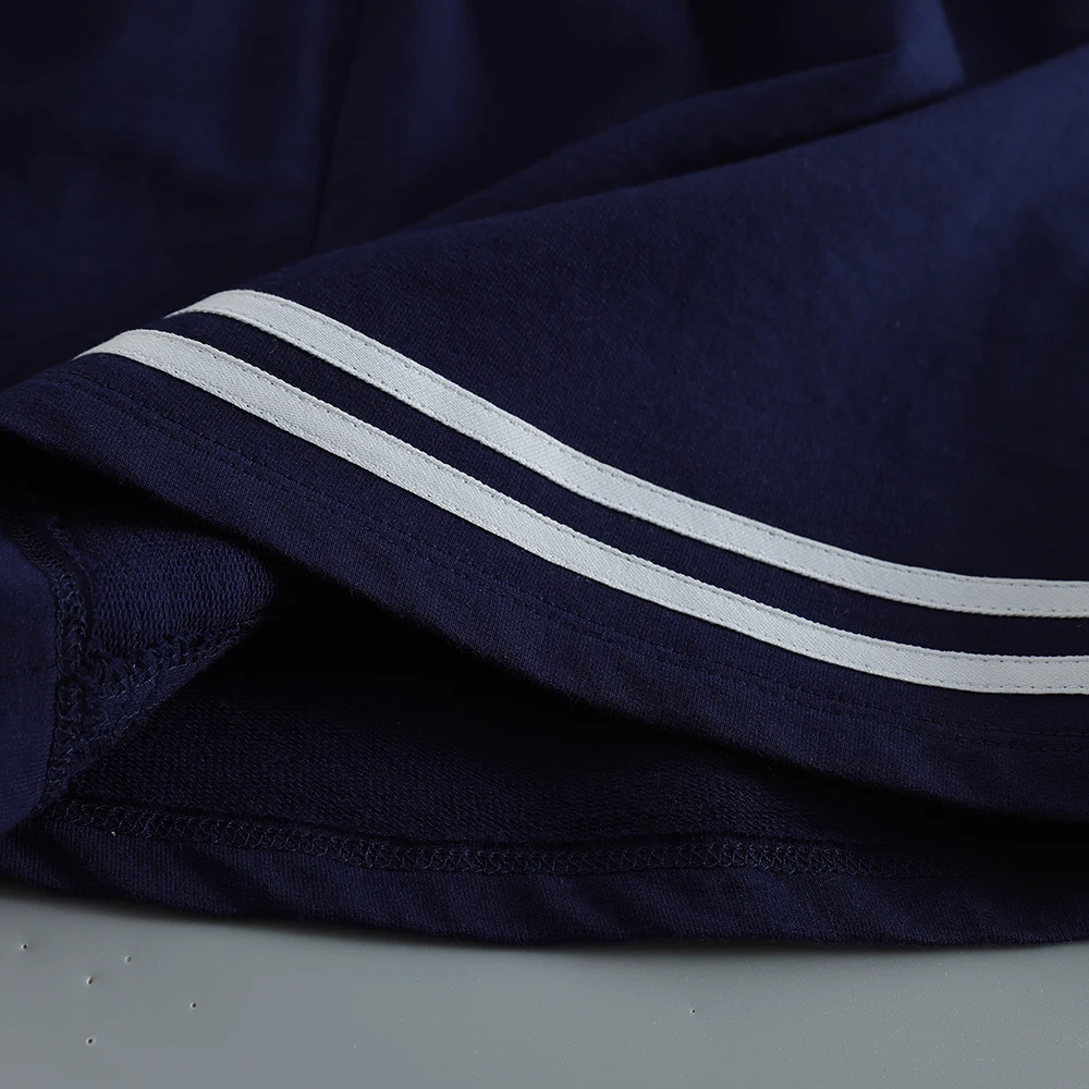 فستان للفتيات الصغيرات على طراز المدرسة باللون الأزرق الداكن والأبيض وياقة مكشكشة وأكمام طويلة للأطفال من عمر 2 إلى 6 سنوات