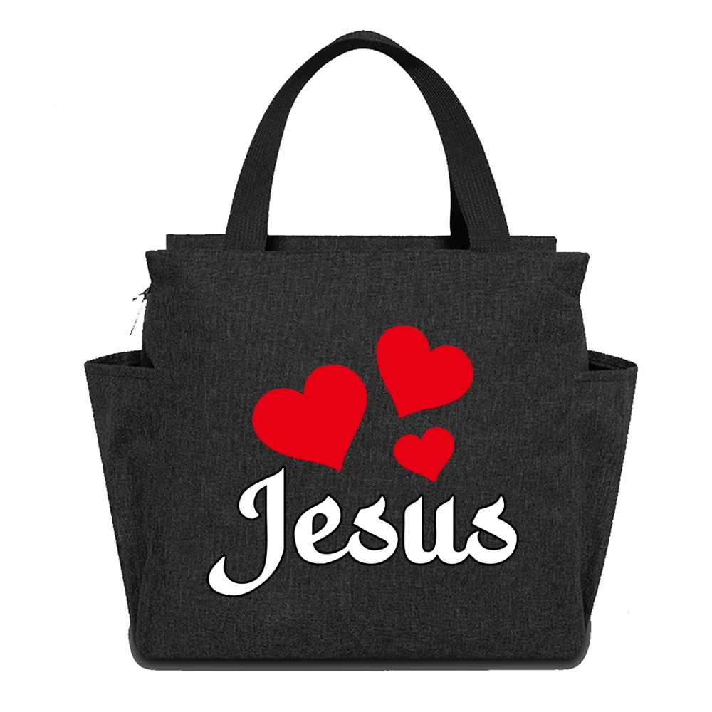 Crossbody Lunch Bags for Men Women Kids High Capacity Food Tote Bags BIG Capacity Lunch Bag  Printing Jesus Series