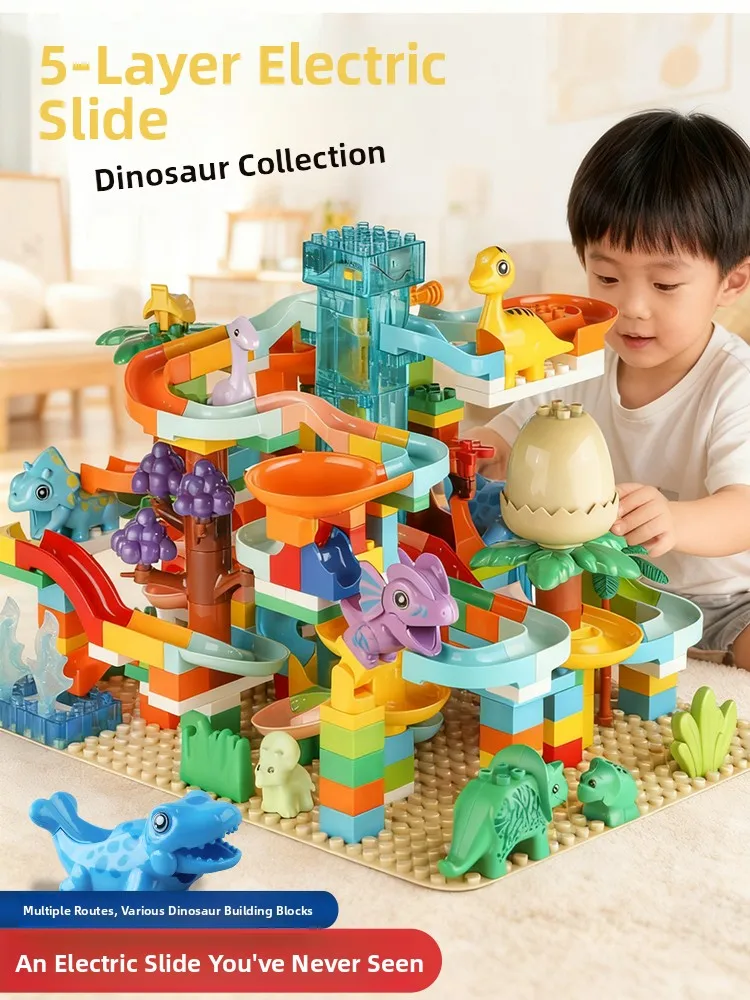 

Dinosaur Large Particle Ball Track Building Blocks Versatile Slide Assembly Boys Girls Educational Toy Puzzle