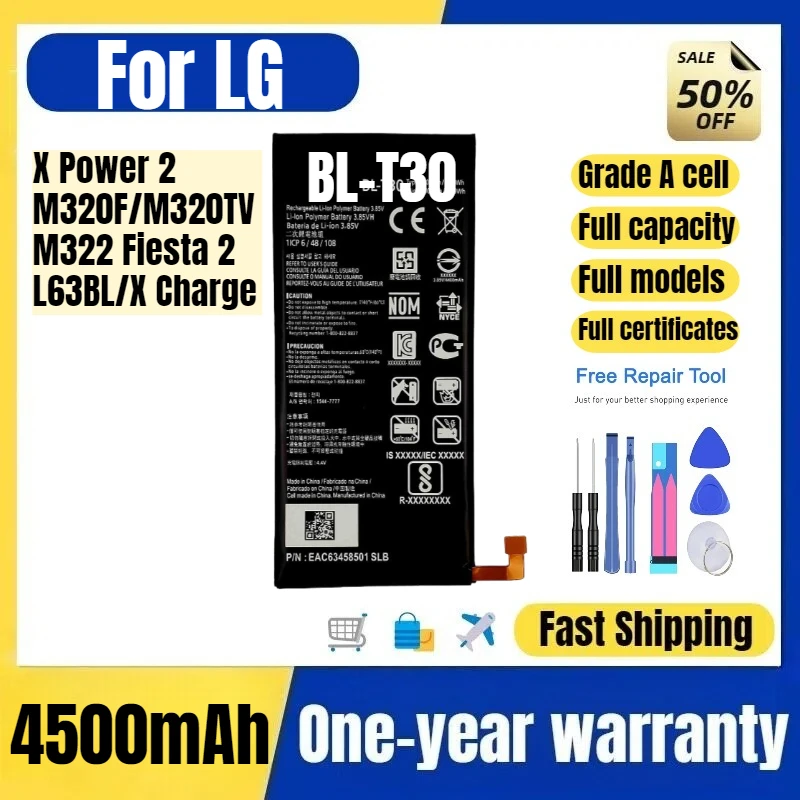 BL-T30  for LG X Power 2/M320F/M320TV/M322 Fiesta 2/L63BL/X Charge Mobile Phone Battery Replacement Bateria Grade A Cell