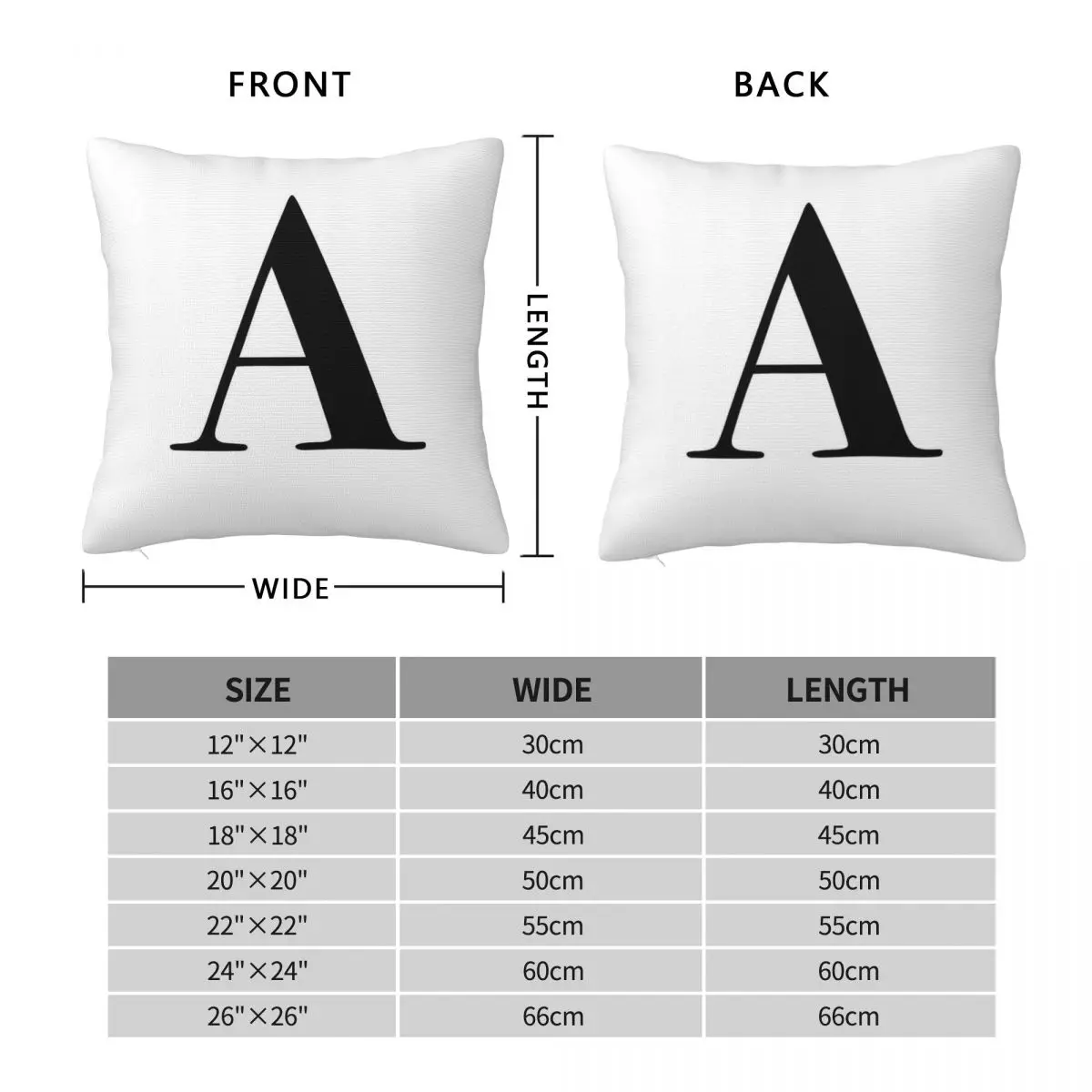 Initials Letter A Square Pillowcase Polyester Linen Velvet Creative Zip Decorative Throw Pillow Case Room Cushion Cover 18