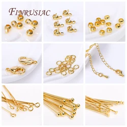 Supplies For Jewelry Wholesale 18K Gold Plated Lobster Clasp With Extension Chain,Ball Head Pin,Crimp Beads,Bead Tips,Jump Ring
