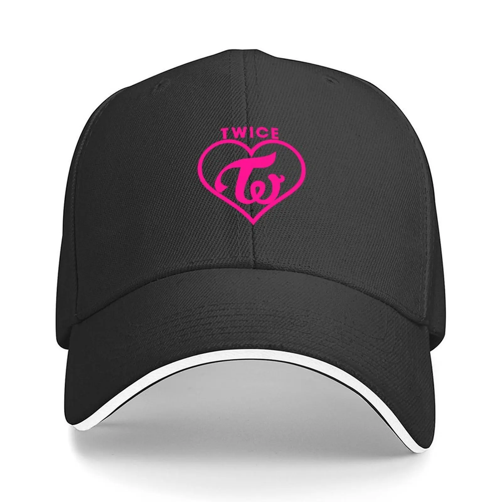 

Twice Heart Pink Baseball Cap sun hat Male hat Uv Protection Solar Hat men's big size Women's Golf Wear Men's