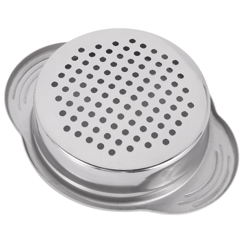 Stainless Steel Food Can Strainer Sieve Tuna Press Lid Oil Drainer Remover, Unique No-Mess Dishwasher Safe Design