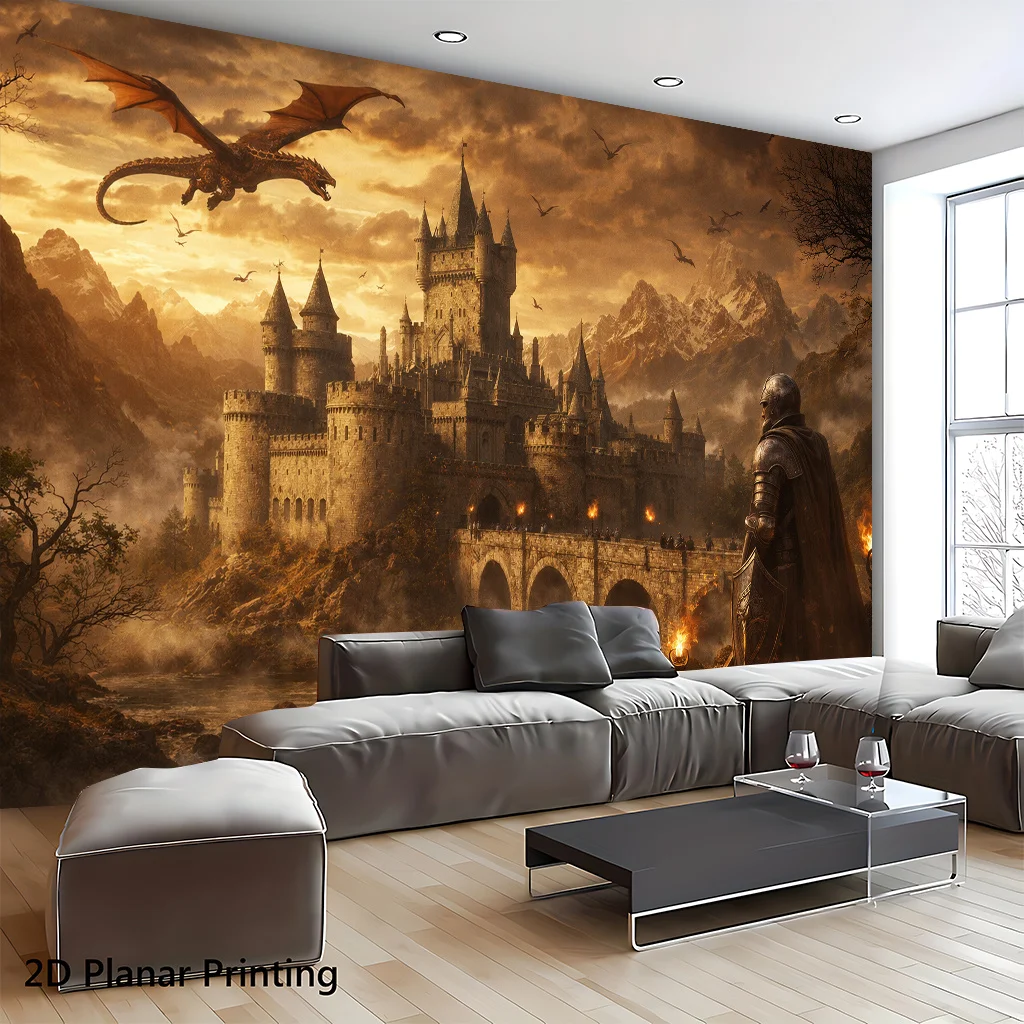 Home Decor Medieval - Latar Belakang Tapestri Datar 2D dengan
