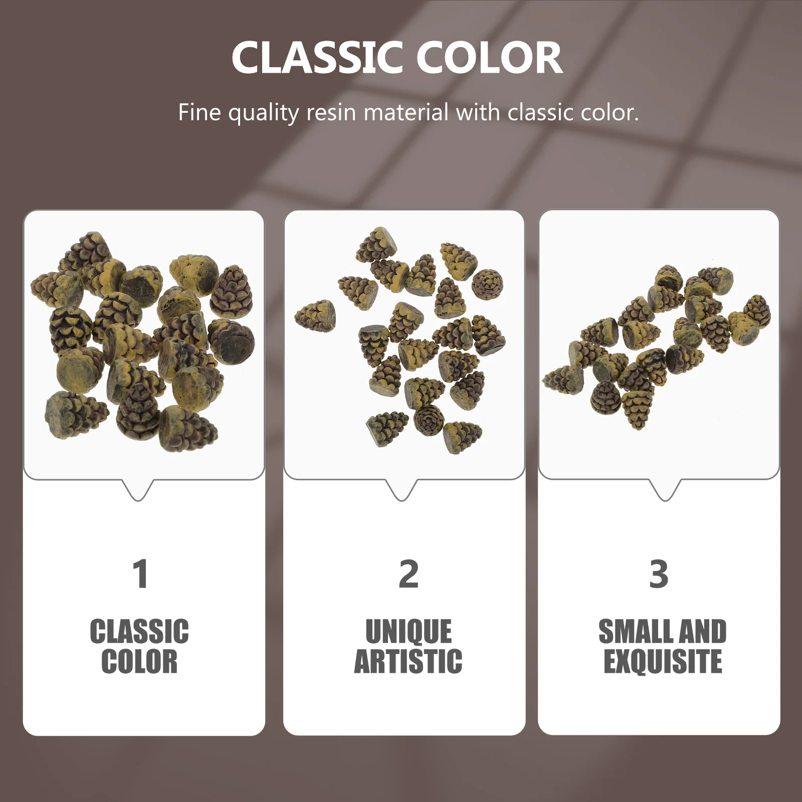 

20Pcs Resin Pine Cone Decoration Artificial Pine Cone Christmas Ornament for Holiday Home Office Store Scene Layout Prop Micro