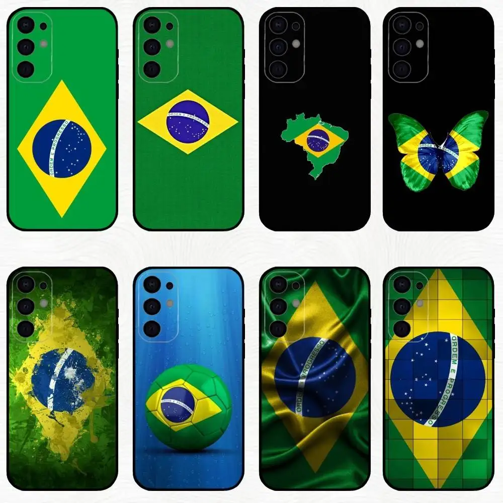 

B-Brazil Brazilian Flag Phone Case For Samsung S25,S24,S23,S22,S21,S20,Plus,Fe,Lite,Others Black Cover