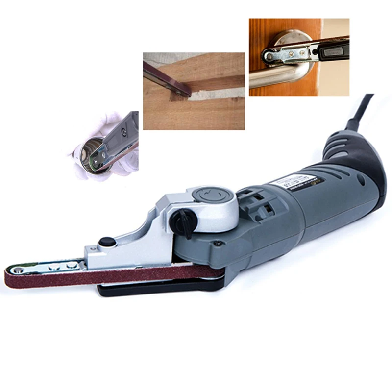 Handheld Belt Sander Areia Arquivo Pequena Lixa Máquina Mini Cinto Elétrico Lixar Moagem Afiar Máquinas-ferramentas 220v