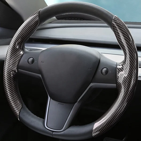 Carbon Fiber Steering Wheel Cover Protector Modification Accessories 2024 for Model Y 3
