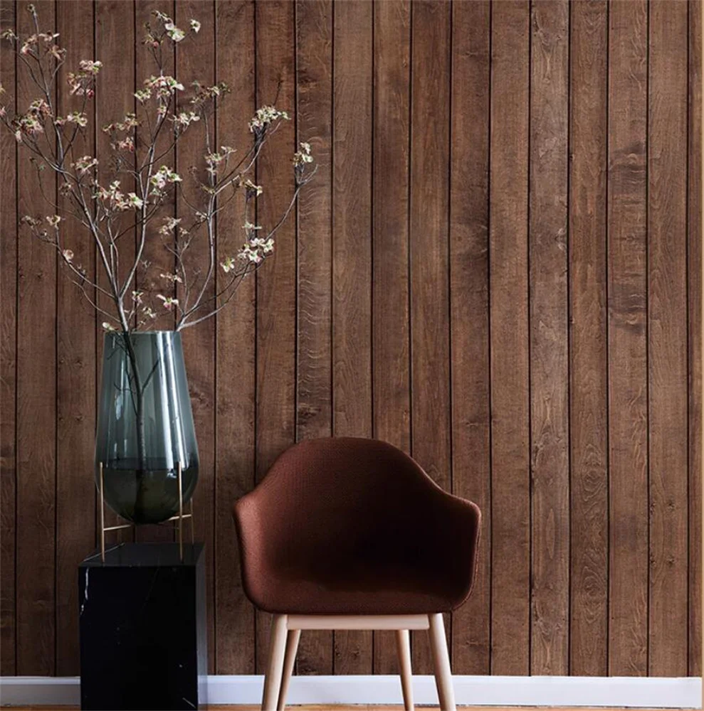 papel de parede Nordic 3D wood grain wallpaper simulation wood panel restaurant wallpaper TV background custom 3D mural