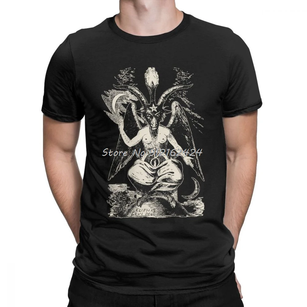 Men T-Shirts Baphomet Vintage Cotton Tee Shirt Camiseta Devil Lucifer Demon Teufel T Shirts Harajuku Tops Graphic 3D Printed