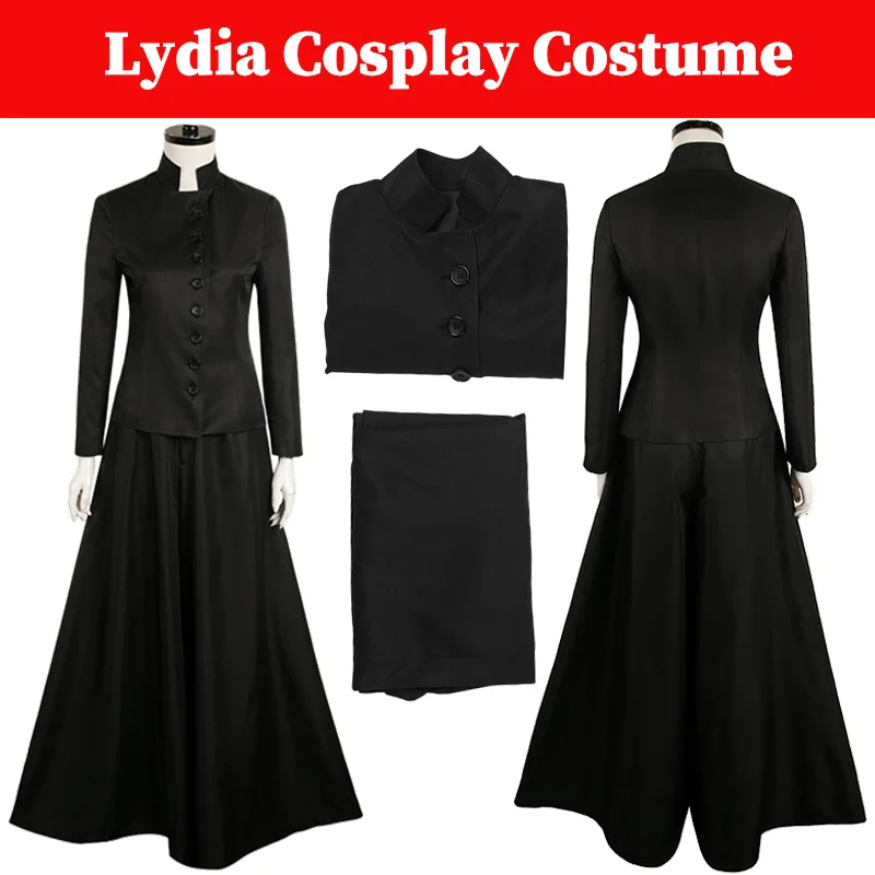 

Lydia Cosplay Black Costome 1988 Movie Insect Liquid Disguise Outfits Coat Skirts Dress Full Set Female Halloween Carnival Suit