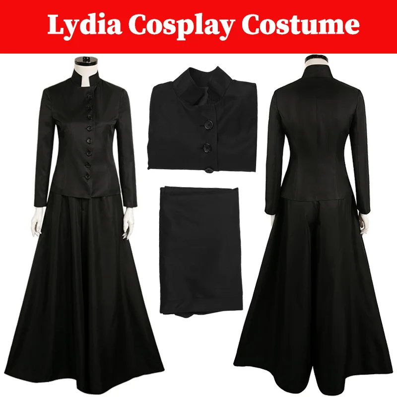 Lydia Cosplay Black Costome Beetles 1988 Movie Insect Liquid Outfits Coat Skirts Dress Full Set Female Halloween Carnival Suit