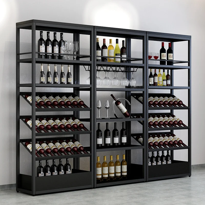 

Floor Modern Bar Cabinet Drying Art Lattice Industrial Living Room Luxury Storage Corner Wine Rack Display Gabinete Furniture